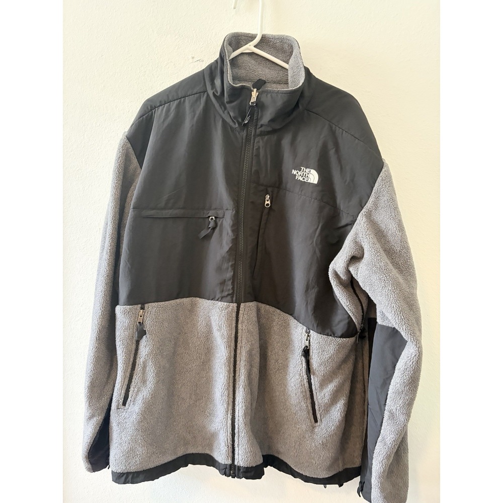 The North Face Denali Fleece Jacket Mens XXL Gray Black Full Zip Winter